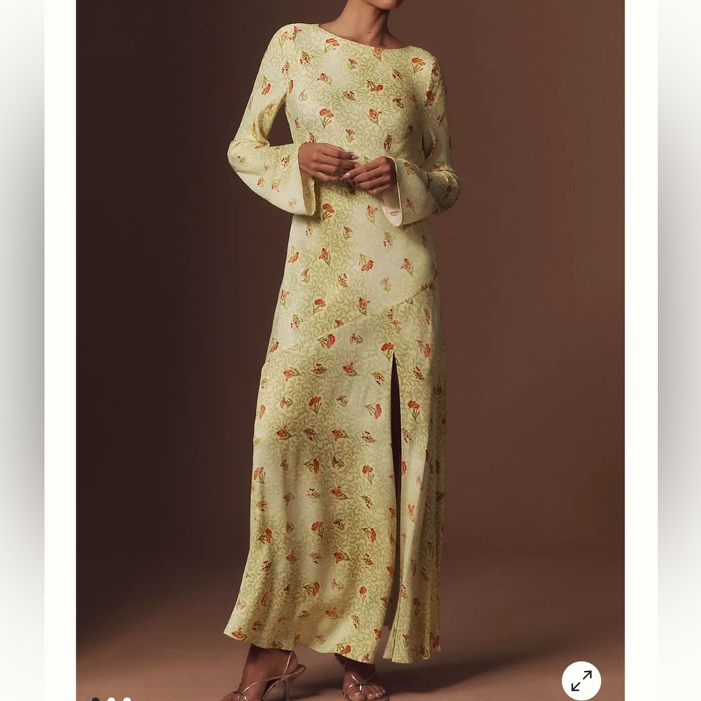 NWT BHLDN Dani Long-Sleeve Open-Back Fit & Flare Maxi Dress Sz L